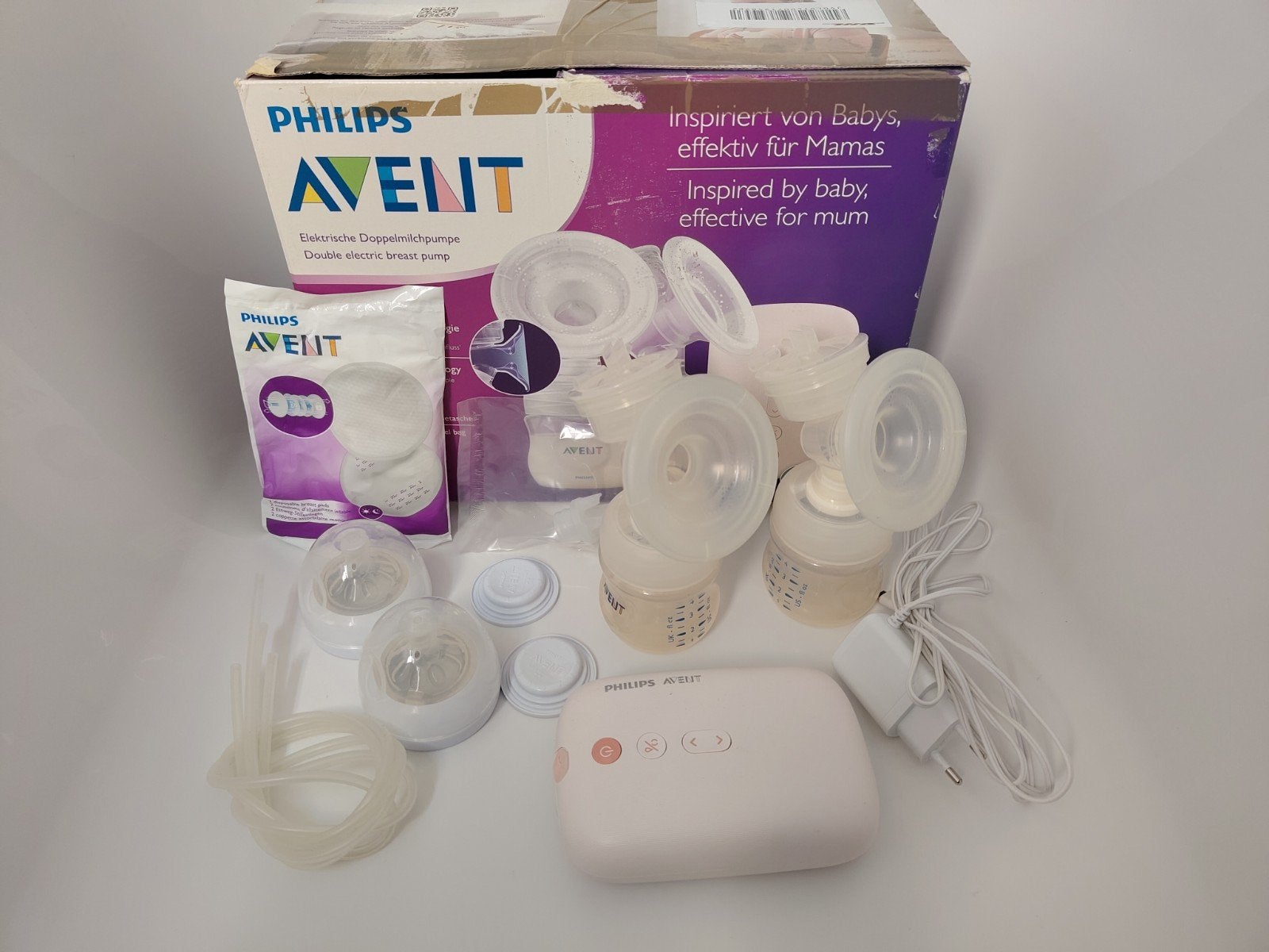 Philips avent dubbele elektrische kolf SCF397, Borstkolf, Zo goed als nieuw, Inclusief tas, Philips Avent