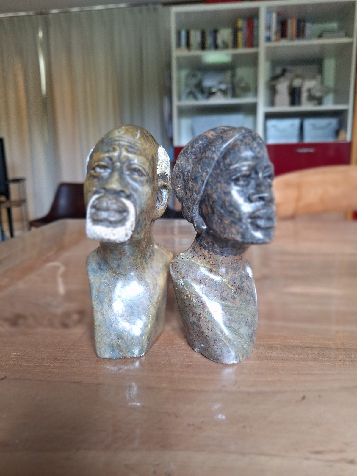 Afrikaanse hoofden set m/v     Shona figuren uit Zimbabwe, Ophalen of Verzenden