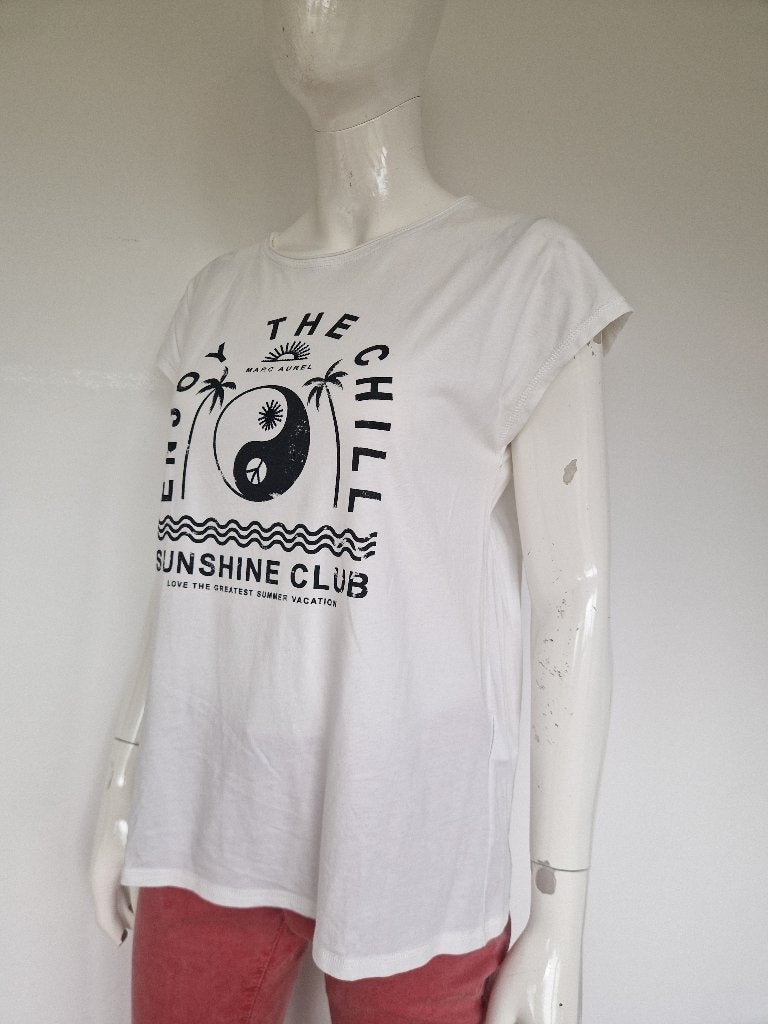 Marc Aurel T-shirt. Maat 38, Wit/print., Maat 38/40 (M), Marc Aurel, Nijmegen, Wit