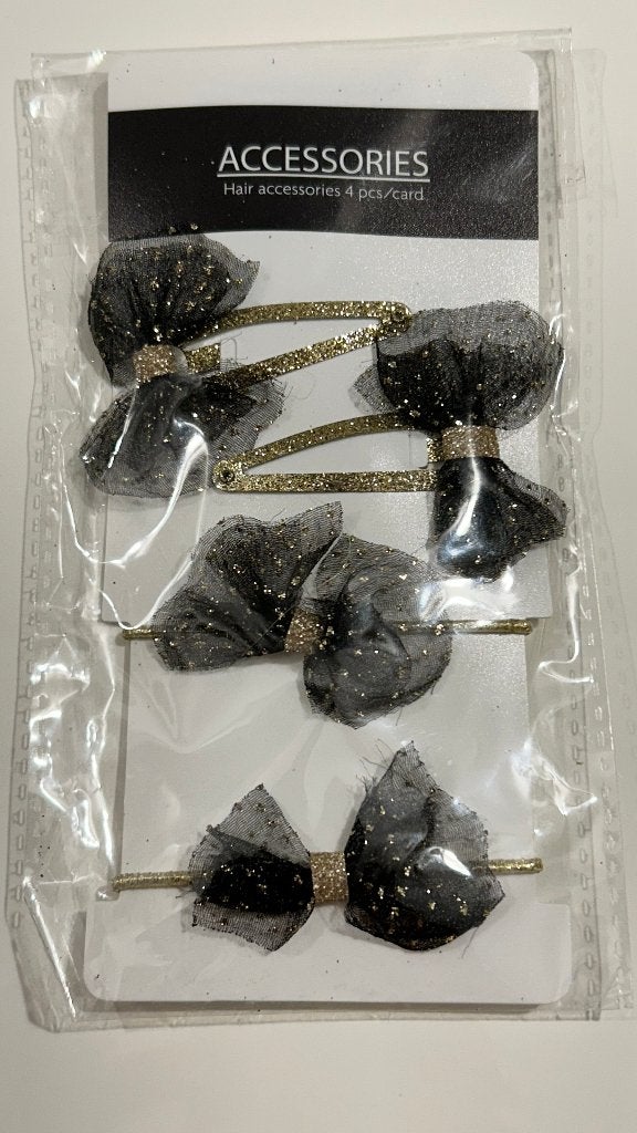 4 zwart-gouden haaraccessoires, Kinderen en Baby's, Ophalen of Verzenden, Nieuw, Horloge, Zwart