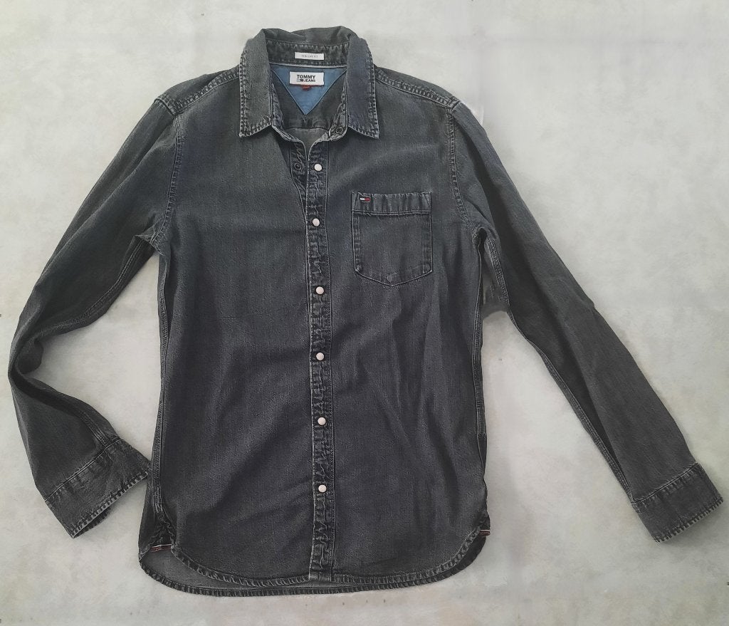 Tommy Hilfiger jeans hemd mt S, Kleding | Heren, Overhemden, Zo goed als nieuw, Halswijdte 38 (S) of kleiner, Grijs, Ophalen of Verzenden