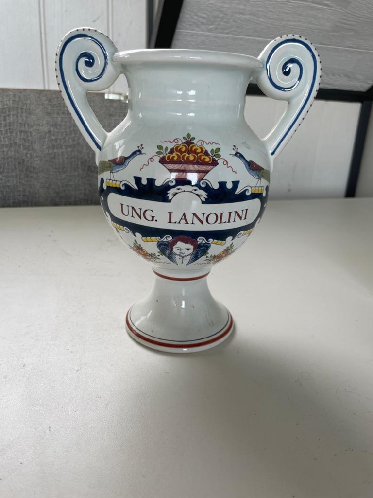 Antieke Oud Delft Apothekerspot - UNG. LANOLINI, Ophalen of Verzenden