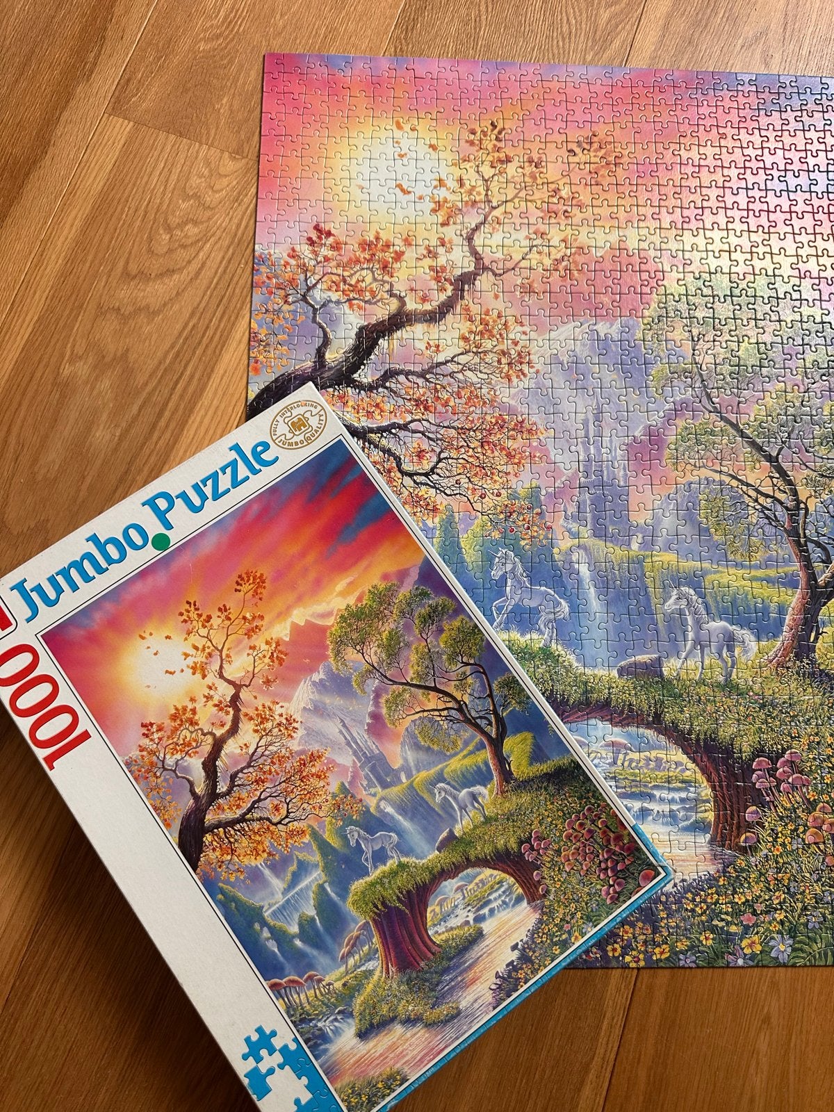 Jumbo Legpuzzel Eenhoorns 1000 stukjes, Ophalen of Verzenden, 500 t/m 1500 stukjes, Gebruikt, Legpuzzel