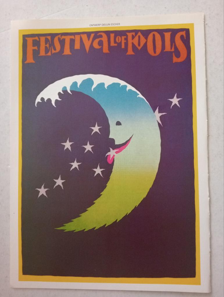 Gielijn Escher affiche ontwerp jaren 70 Festival of Fools, Verzamelen, Posters, Ophalen of Verzenden, Gebruikt, A1 t/m A3