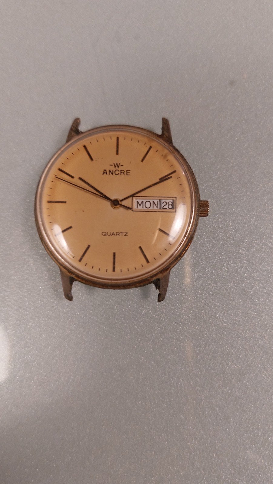 Vintage -W- Ancre horloge. (Ronda 377), Ophalen of Verzenden, Staal, Overige merken, 1960 of later
