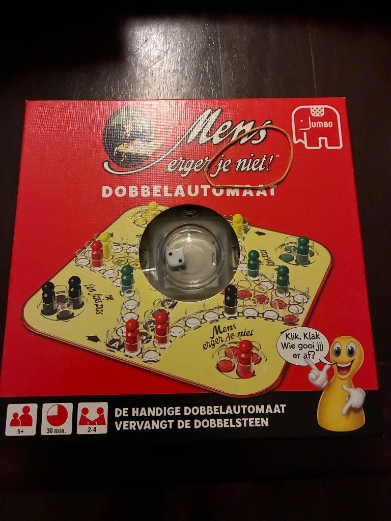 Mens erger je niet dobbelautomaat bordspel, Een of twee spelers, Ophalen, Zo goed als nieuw, Jumbo