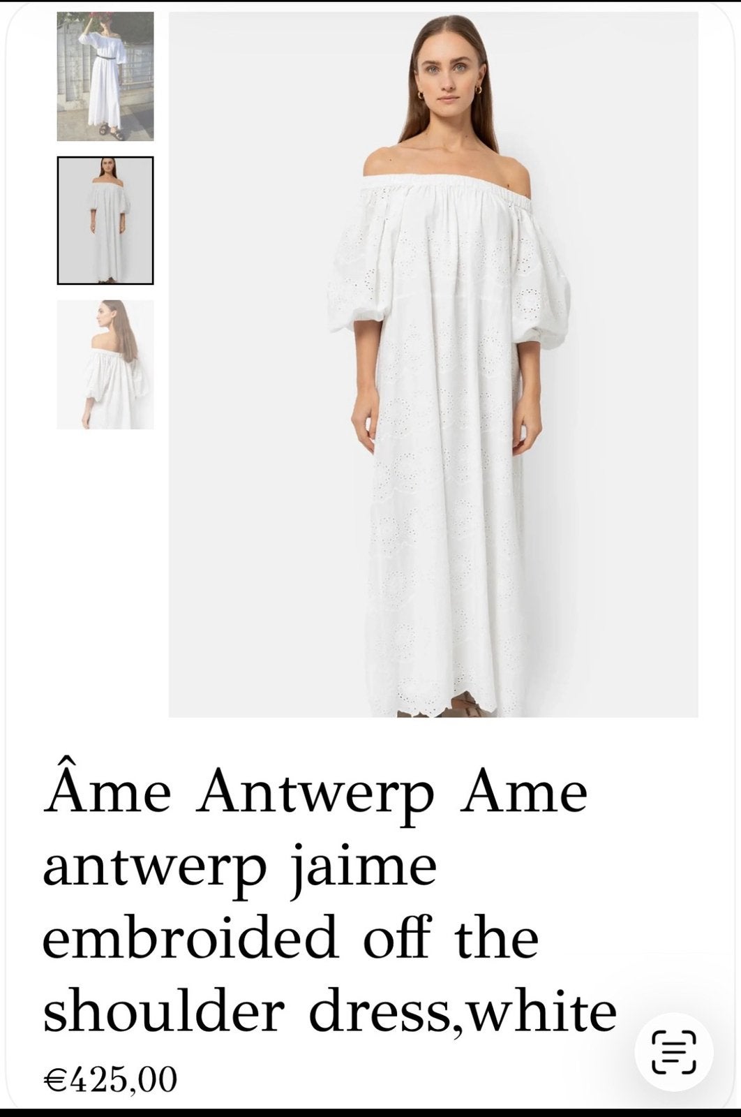 Ame prachtige maxi zomerjurk offshoulder wit kant M NP € 425, Maat 38/40 (M), Wit, Ophalen of Verzenden, Zo goed als nieuw