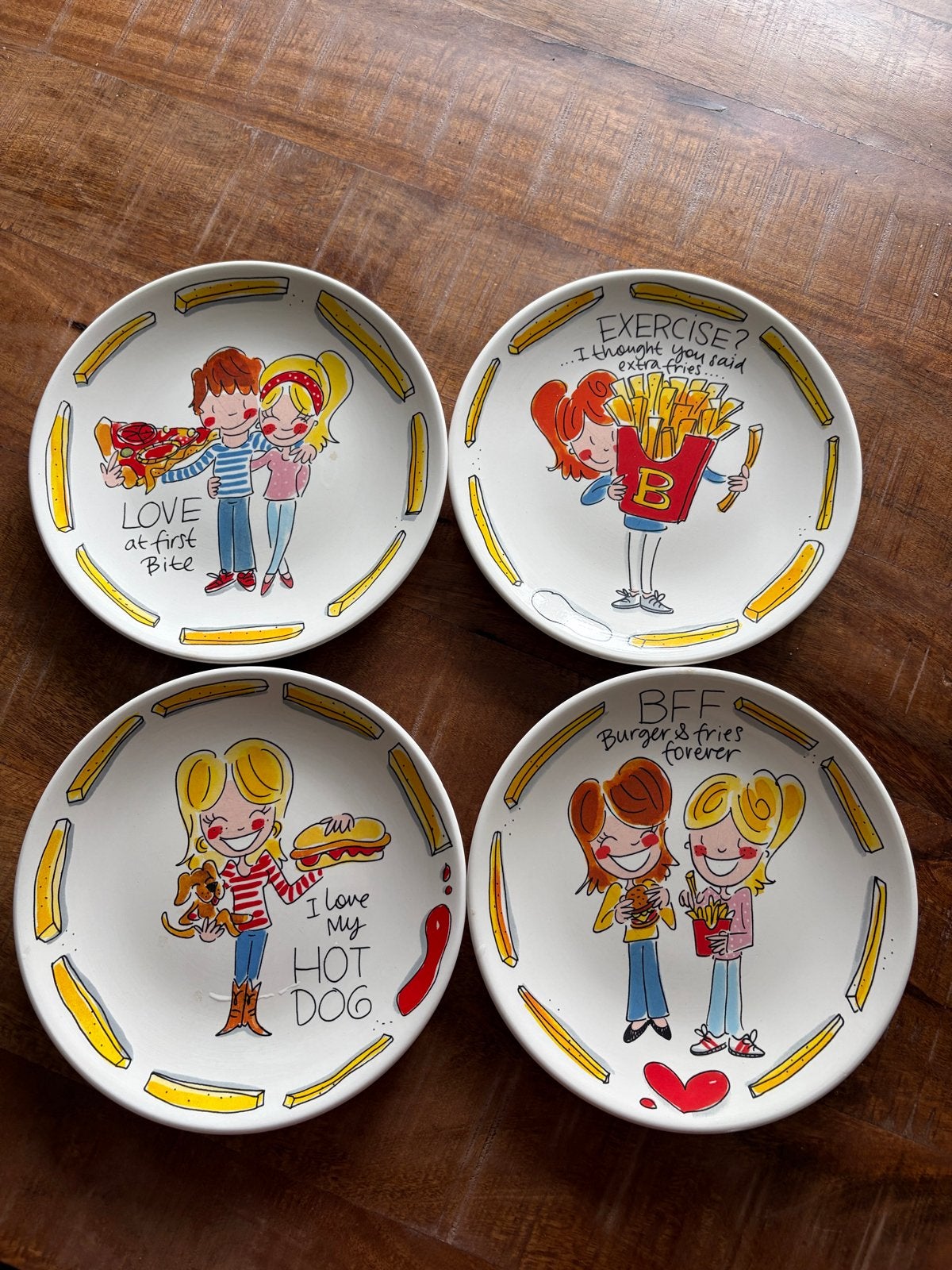 Blond Amsterdam: Set van 4 snack attack borden, Blond Amsterdam, Ophalen of Verzenden, Zo goed als nieuw, Bord(en)