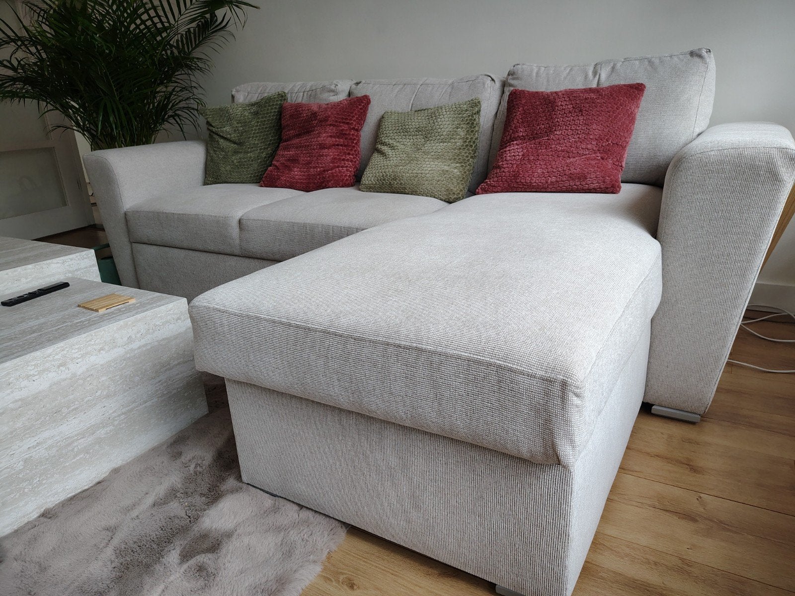 JYSK Vejlby 3-zitsbank met chaise longue - Z.G.A.N., Ophalen, Driepersoons, Zo goed als nieuw, 200 tot 250 cm