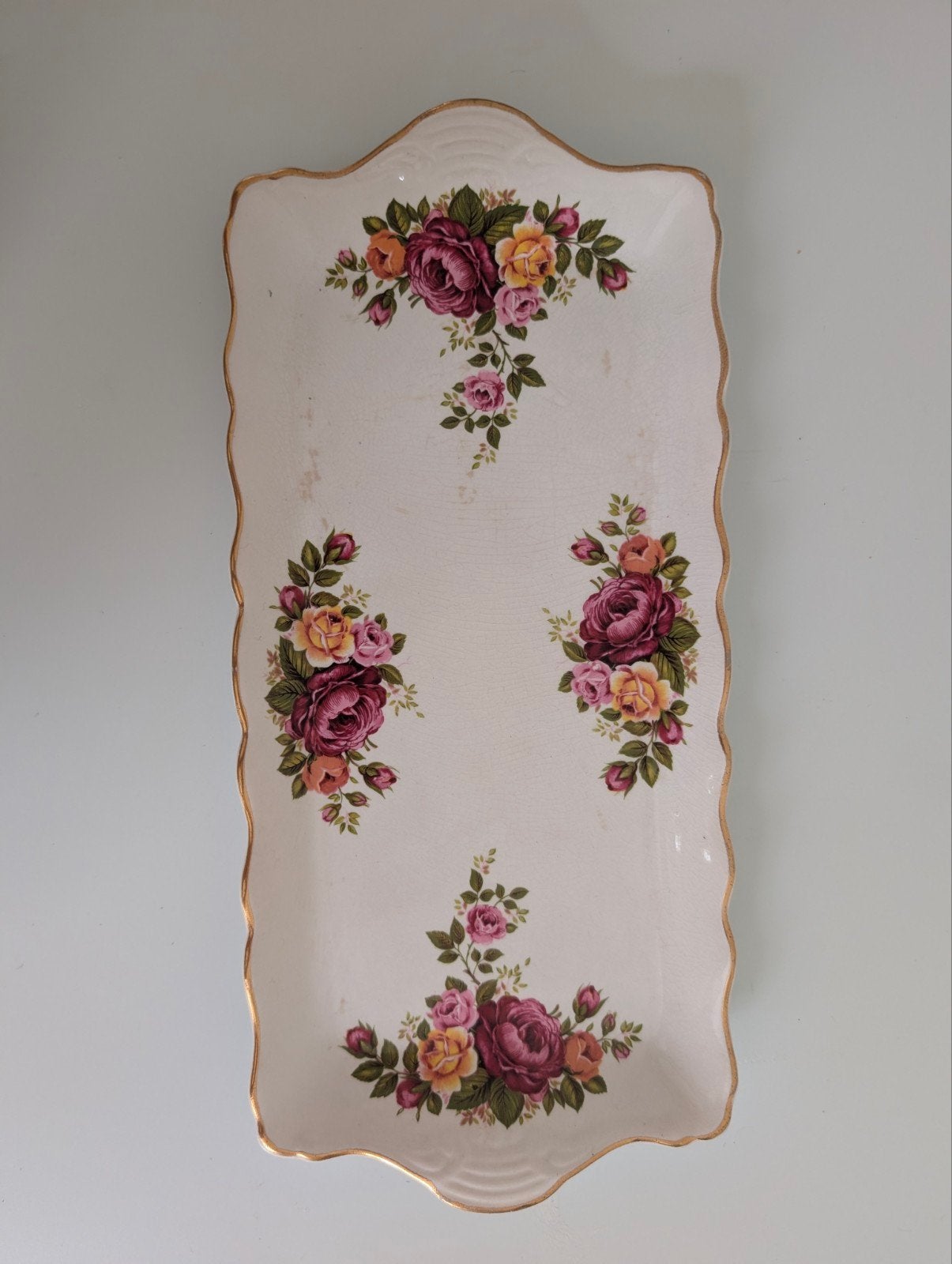 Vintage James Kent Old Foley serveerschaal – rozen – England, Ophalen of Verzenden, Rond