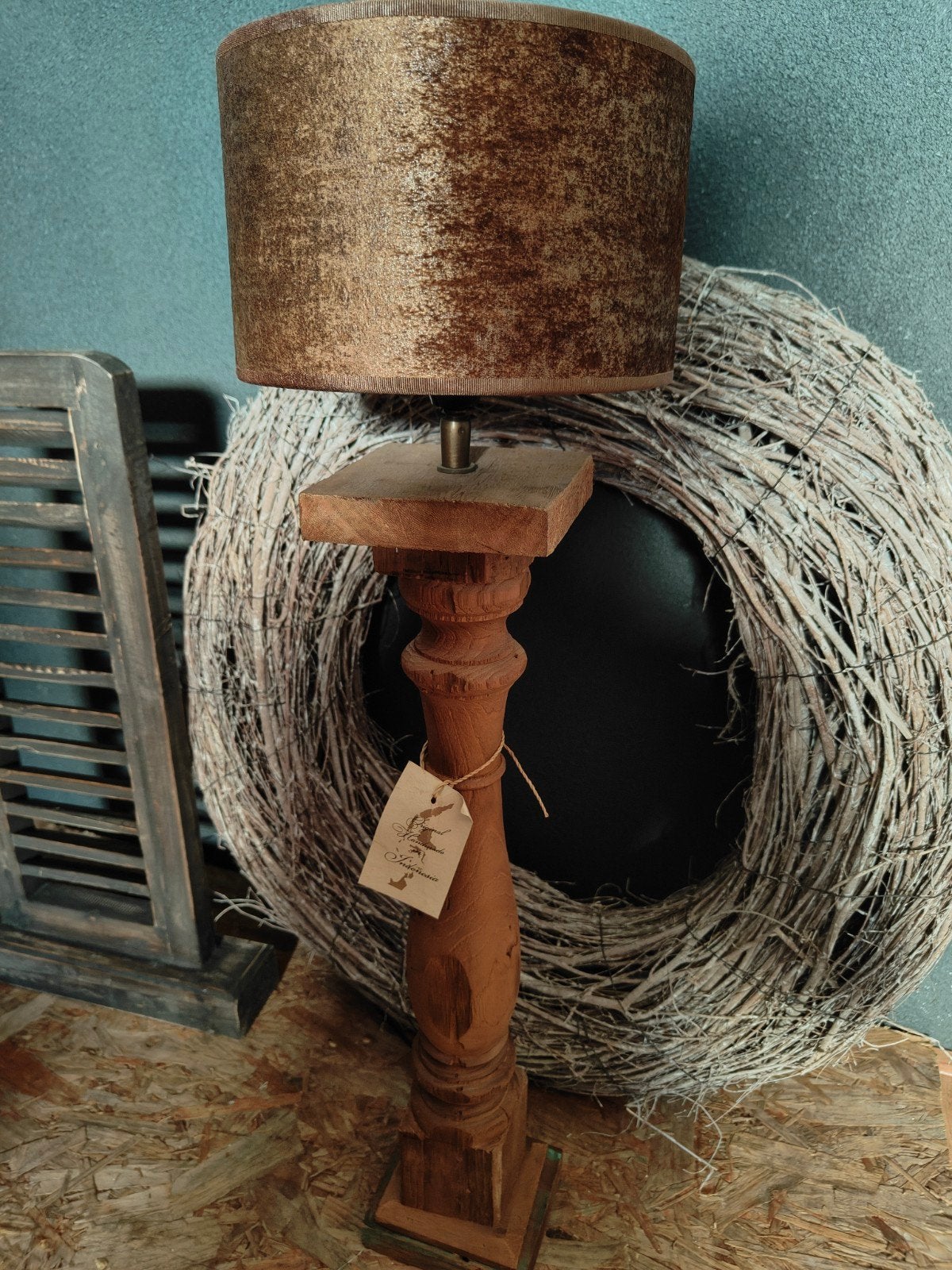 Landelijke houten balusterlamp met kap - laatste exemplaar!, Ophalen of Verzenden, Doefke, Doefke, Nieuw