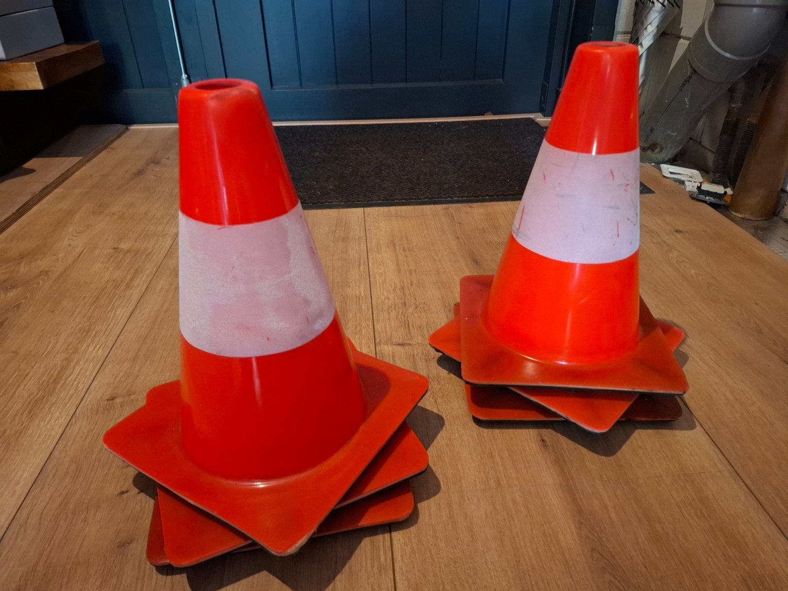 6 Gebruikte Verkeerskegels - Oranje met Witte Band, Ophalen of Verzenden, Gebruikt