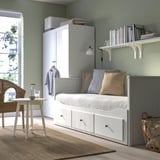 Ikea Hemnes bedbank met 2 matrassen - logeerbed, Ophalen, Wit, Tweepersoons, Zo goed als nieuw
