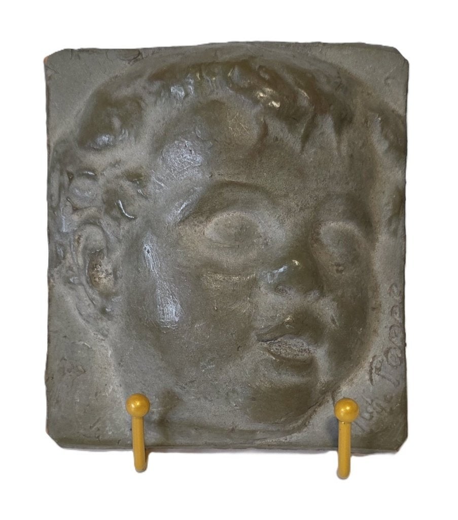 Antiek terracotta reliëf van een Putti., Ophalen of Verzenden