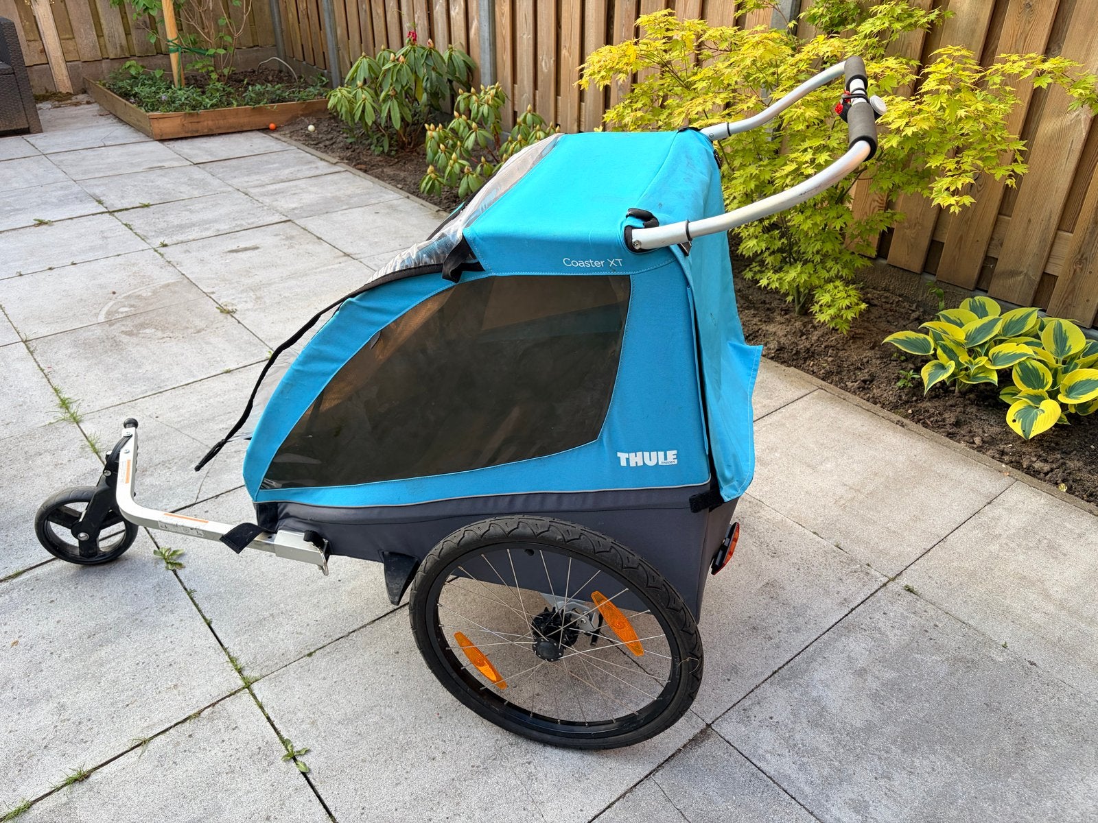 Thule Coaster XT fietskar - Blauw, Ophalen, Gebruikt, Opvouwbaar, Kinderkar