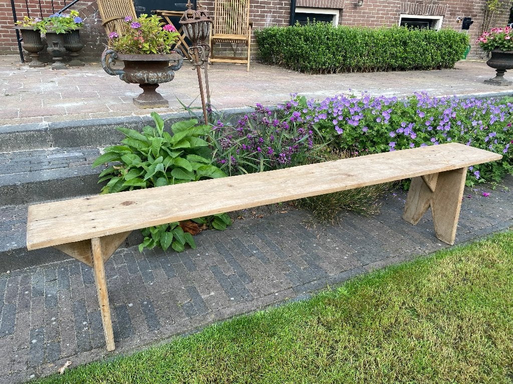 Brocante houten landelijke Franse bank, Ophalen