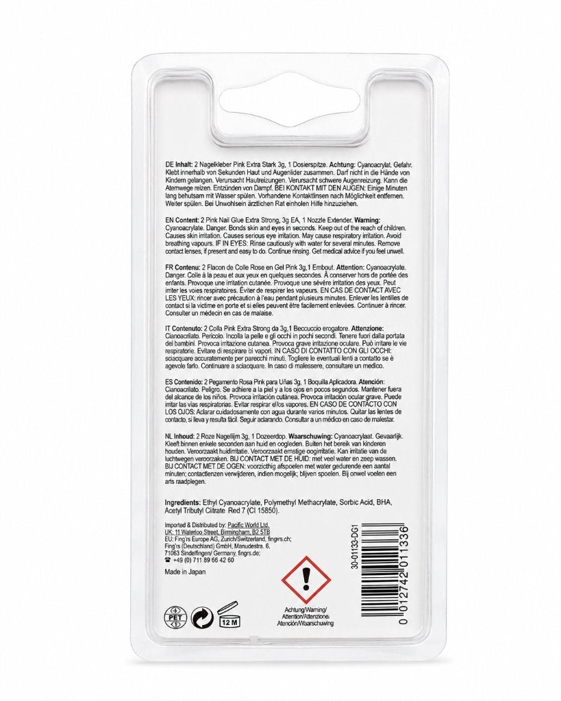 Fing’rs Pink Nail Glue Extra Strong – 2 x 3 gram, Overige kleuren, ., Nieuw, Ophalen of Verzenden