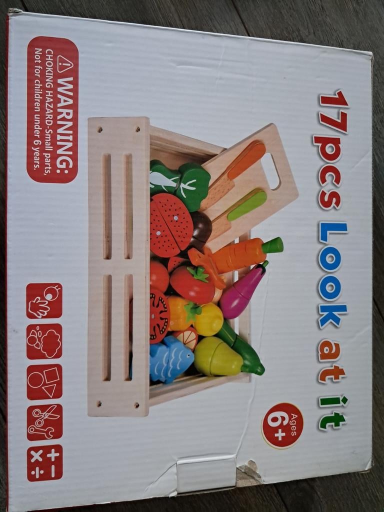 Houten speelset groente en fruit, Ophalen, Gebruikt