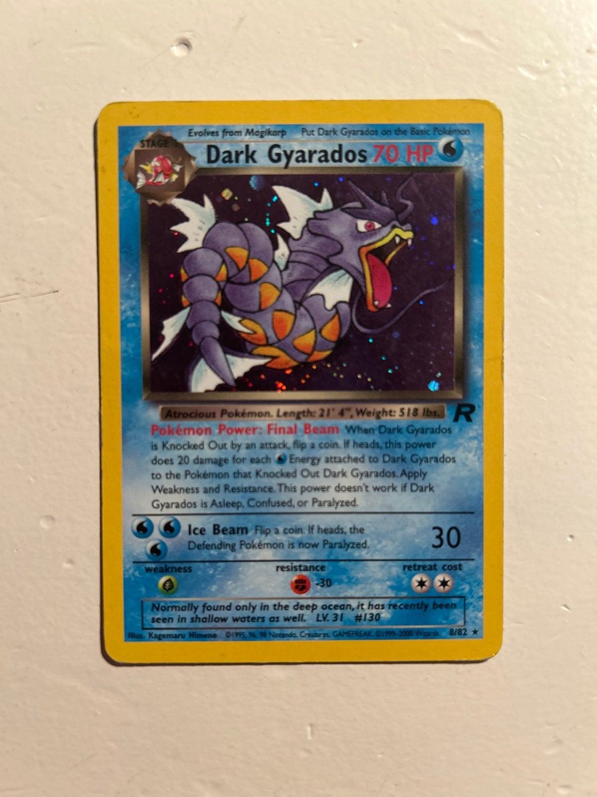 Dark Gyarados Pokémon Kaart - Holo - Team Rocket Set, Hobby en Vrije tijd, Verzamelkaartspellen | Pokémon, Verzenden, Gebruikt