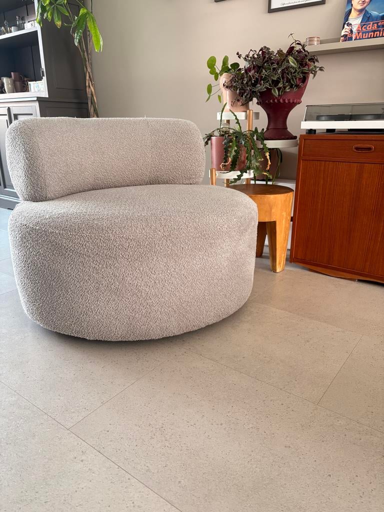Ronde draai fauteuil, Ophalen, Gebruikt, Stof, 75 tot 100 cm