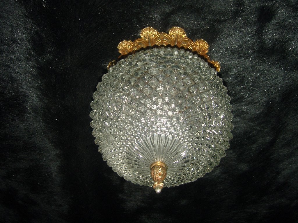Ananas plafonniere met een goudkleurige messing rand, Antiek en Kunst, Ophalen of Verzenden