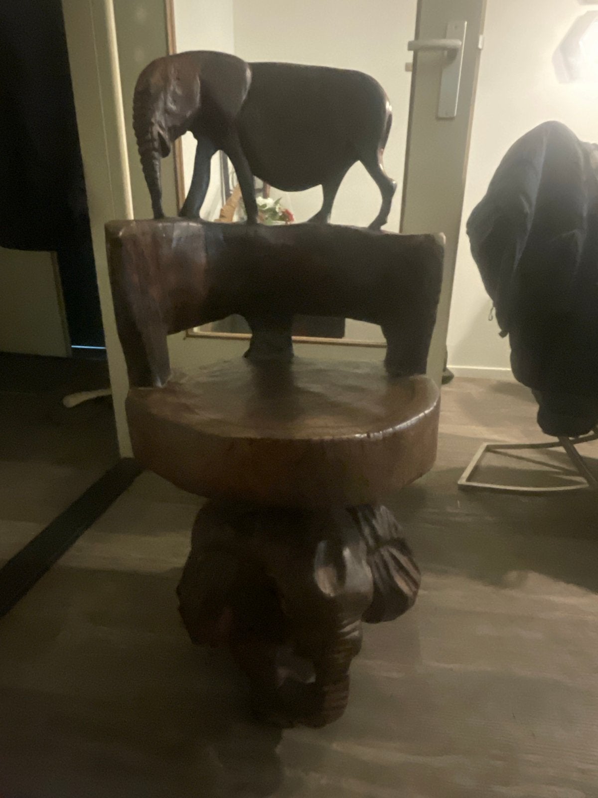 Unieke handgesneden olifantenkruk/bijzettafel, Ophalen