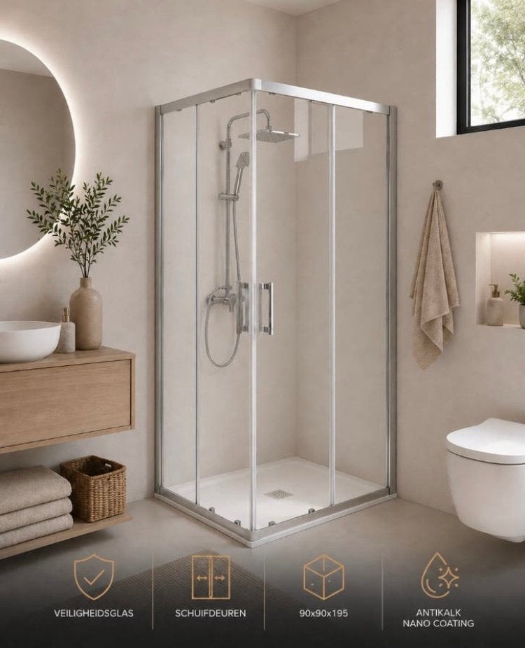 Douchecabine 90x90 cm - Antikalk Nano Coating - Nieuw, Ophalen of Verzenden, Nieuw