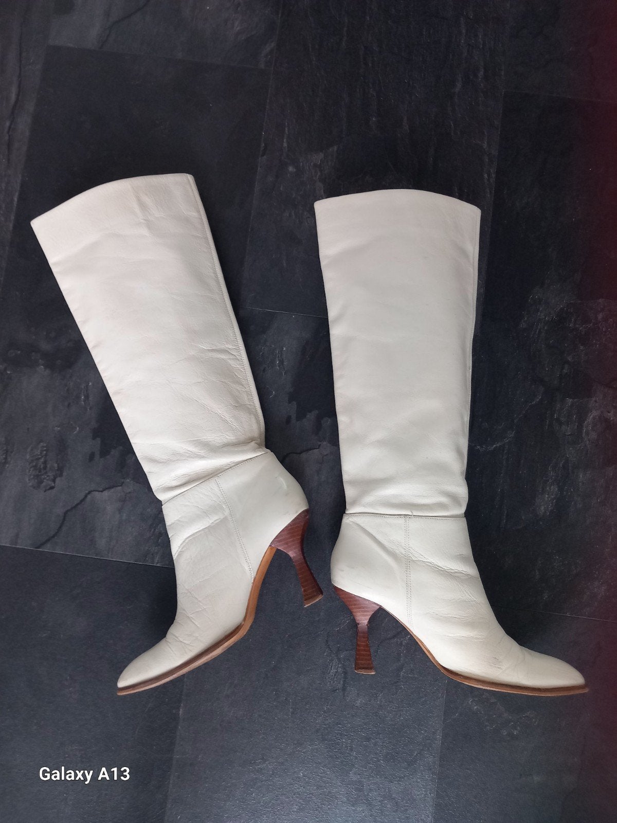 zara woman creme- witte leren laarzen maat 40, Hoge laarzen, Wit, Ophalen of Verzenden, Gedragen