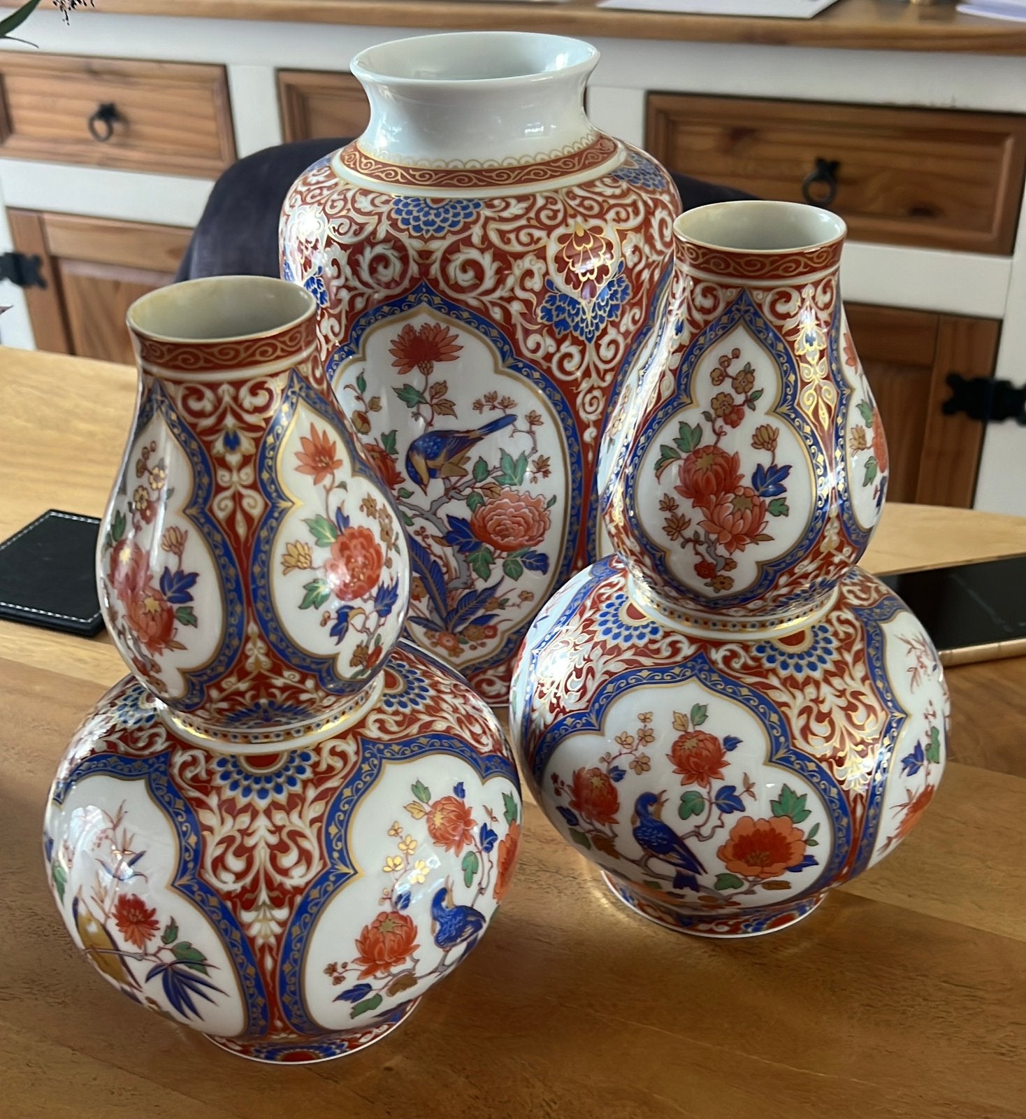 Set van 4 Ming-stijl vazen met bloemen en vogels, Antiek en Kunst, Ophalen