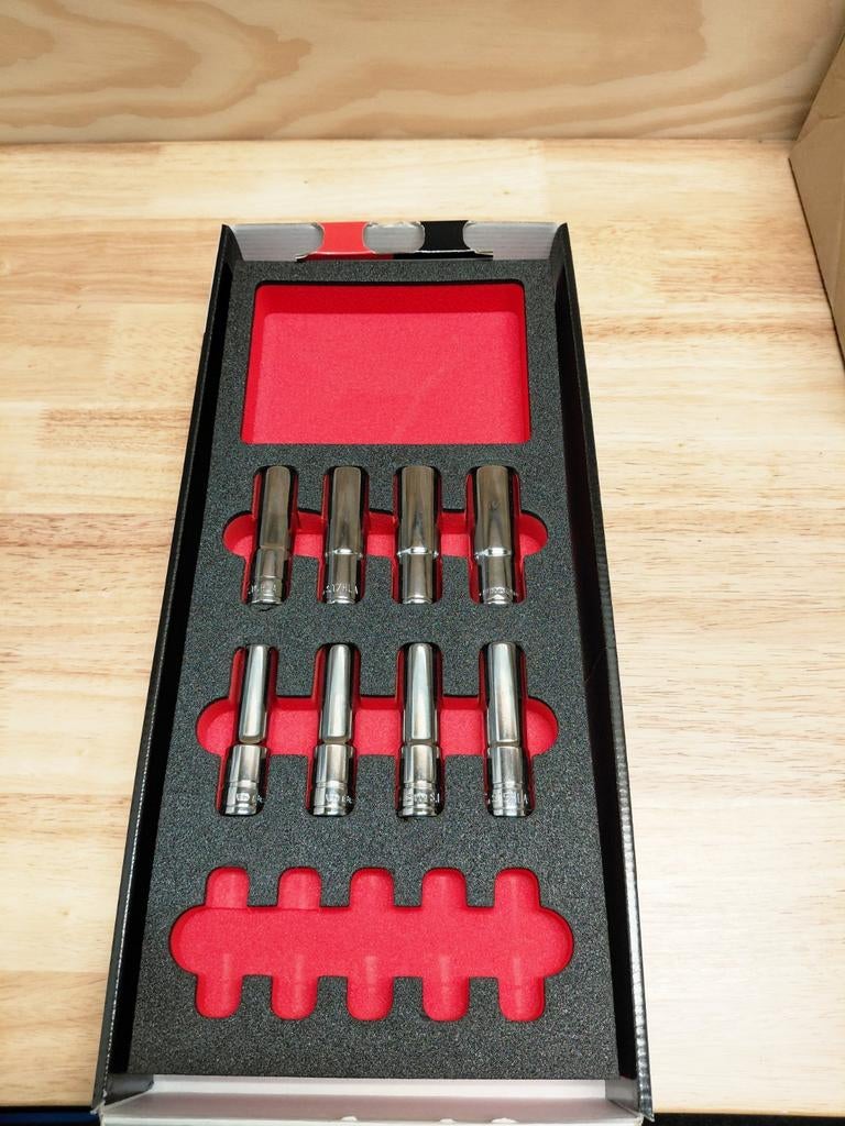 FACOM 8 hagelnieuwe 1/2" doppen 12 t/m 19 6-kant in module, Ophalen of Verzenden, Nieuw