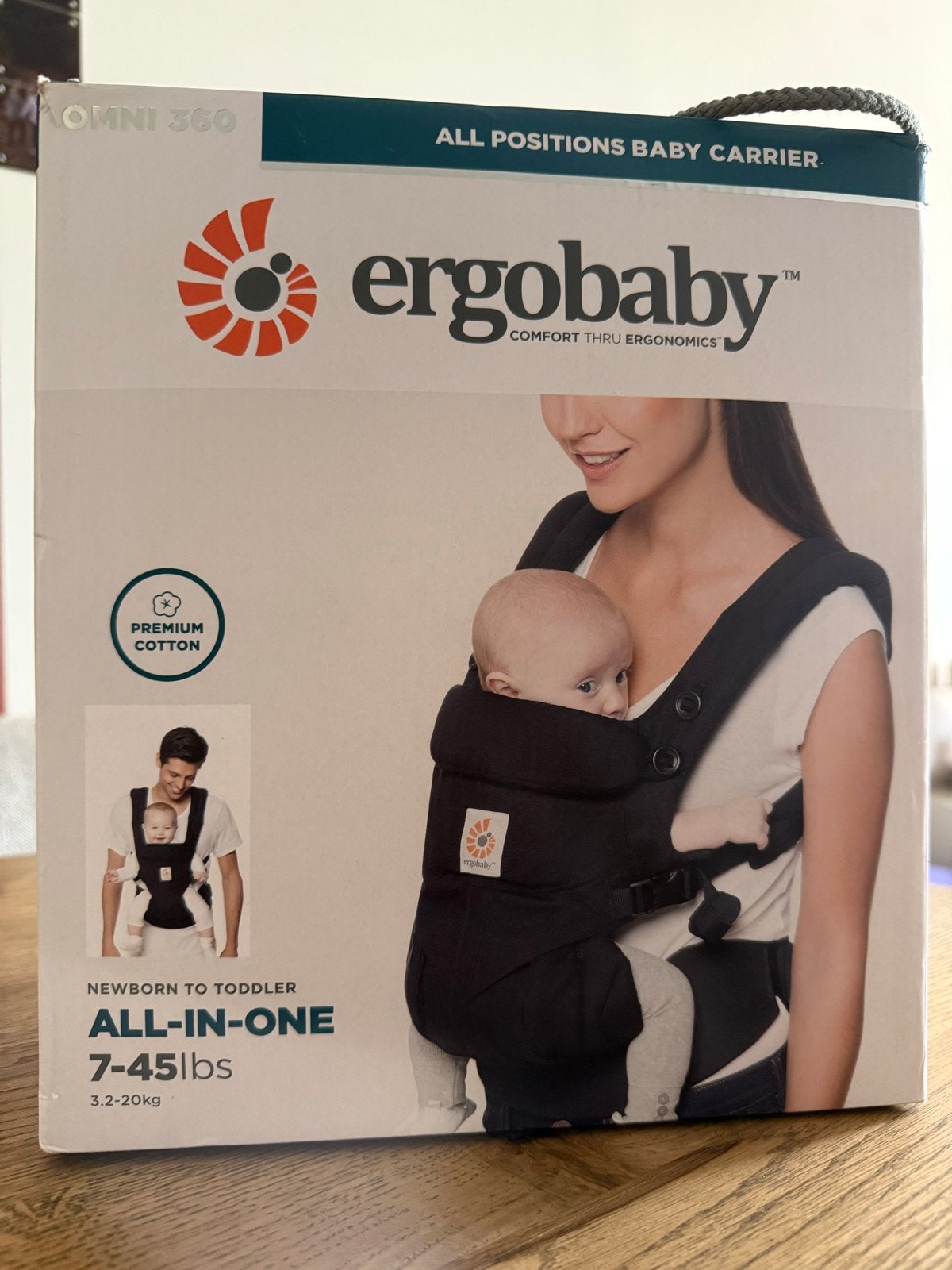 Ergobaby Omni 360 Pure Black Draagzak, Kinderen en Baby's, Babydragers en Draagdoeken, Zo goed als nieuw, Buik, Rug of Zij, Draagzak