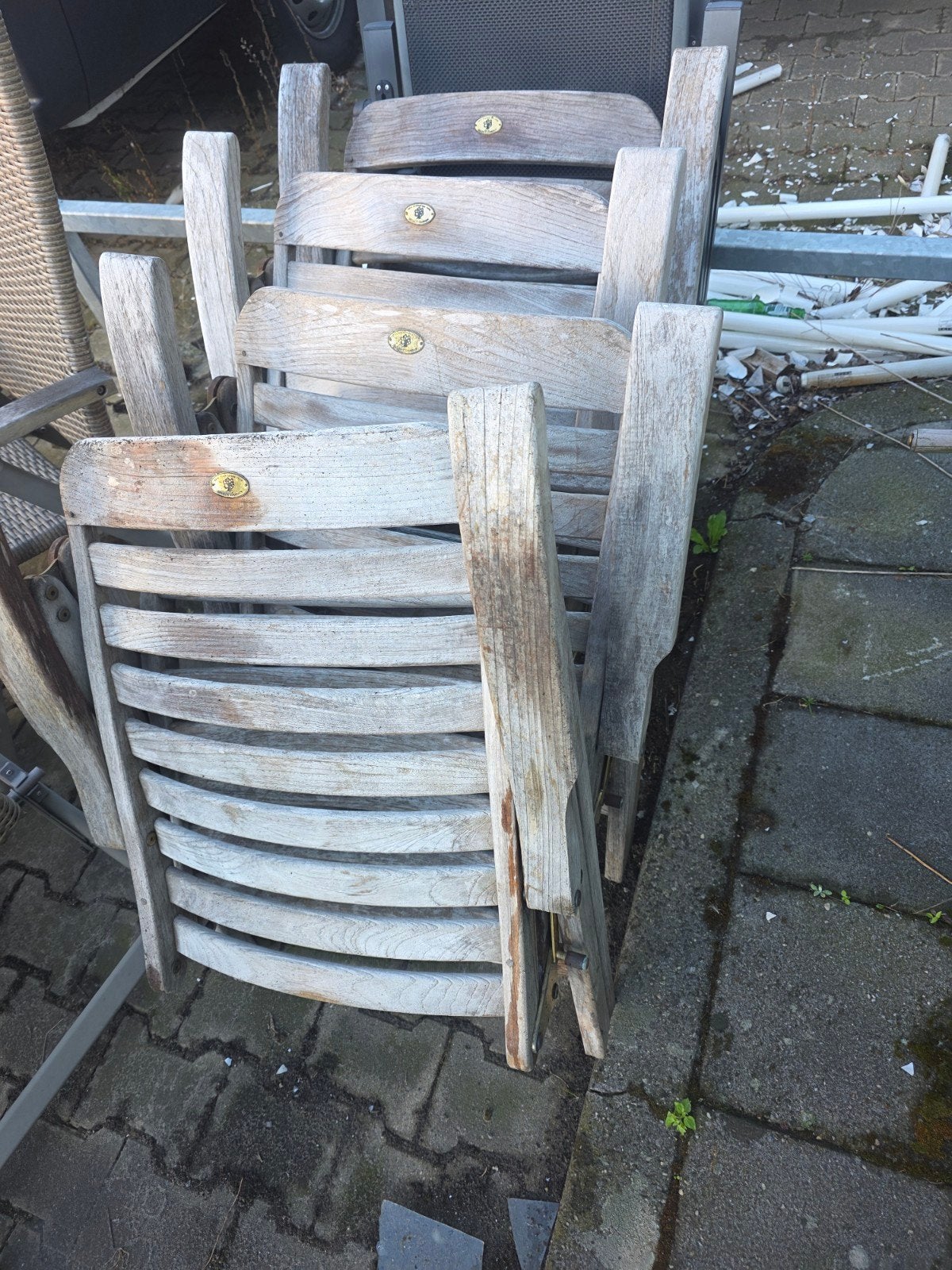 4 hardhouten tuinstoelen, Ophalen, Hout