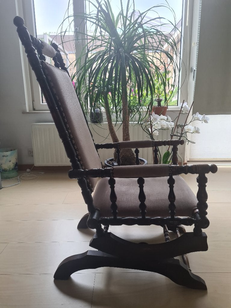Houten schommelstoel, Huis en Inrichting, Ophalen, Gebruikt, Bruin, Klassiek