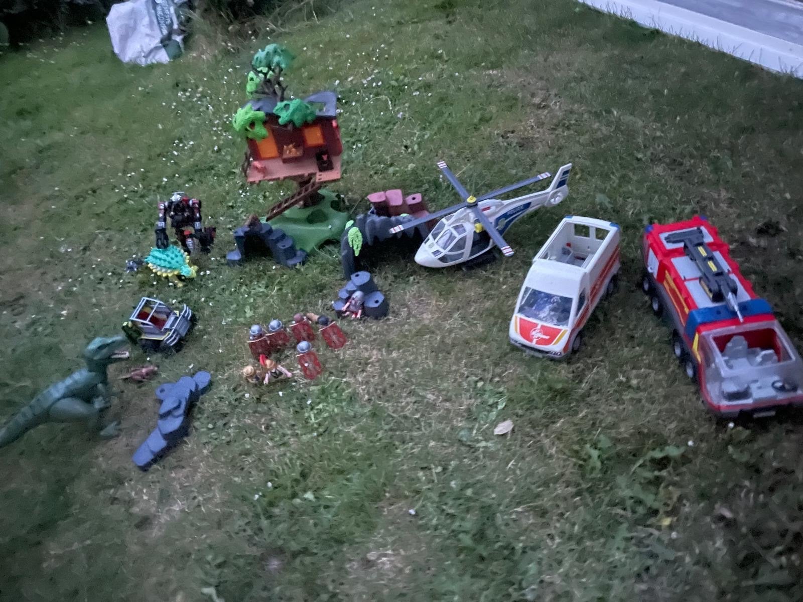 Grote Playmobil set met helikopter, brandweer en meer, Ophalen of Verzenden, Gebruikt, Jongen of Meisje