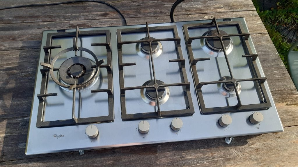 Whirlpool inbouwkookplaat gas 5-pits, Ophalen, Gebruikt, Inbouw, Gas