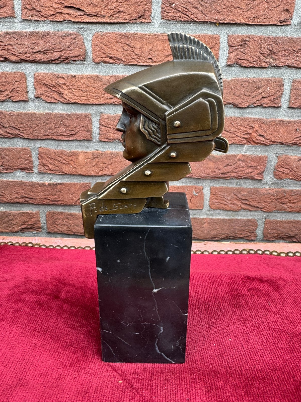 Bronzen beeld Mercurius gesigneerd P. De Soete, ca 26 cm, Antiek en Kunst, Art deco, Ophalen of Verzenden, Brons, 20 - 50 cm