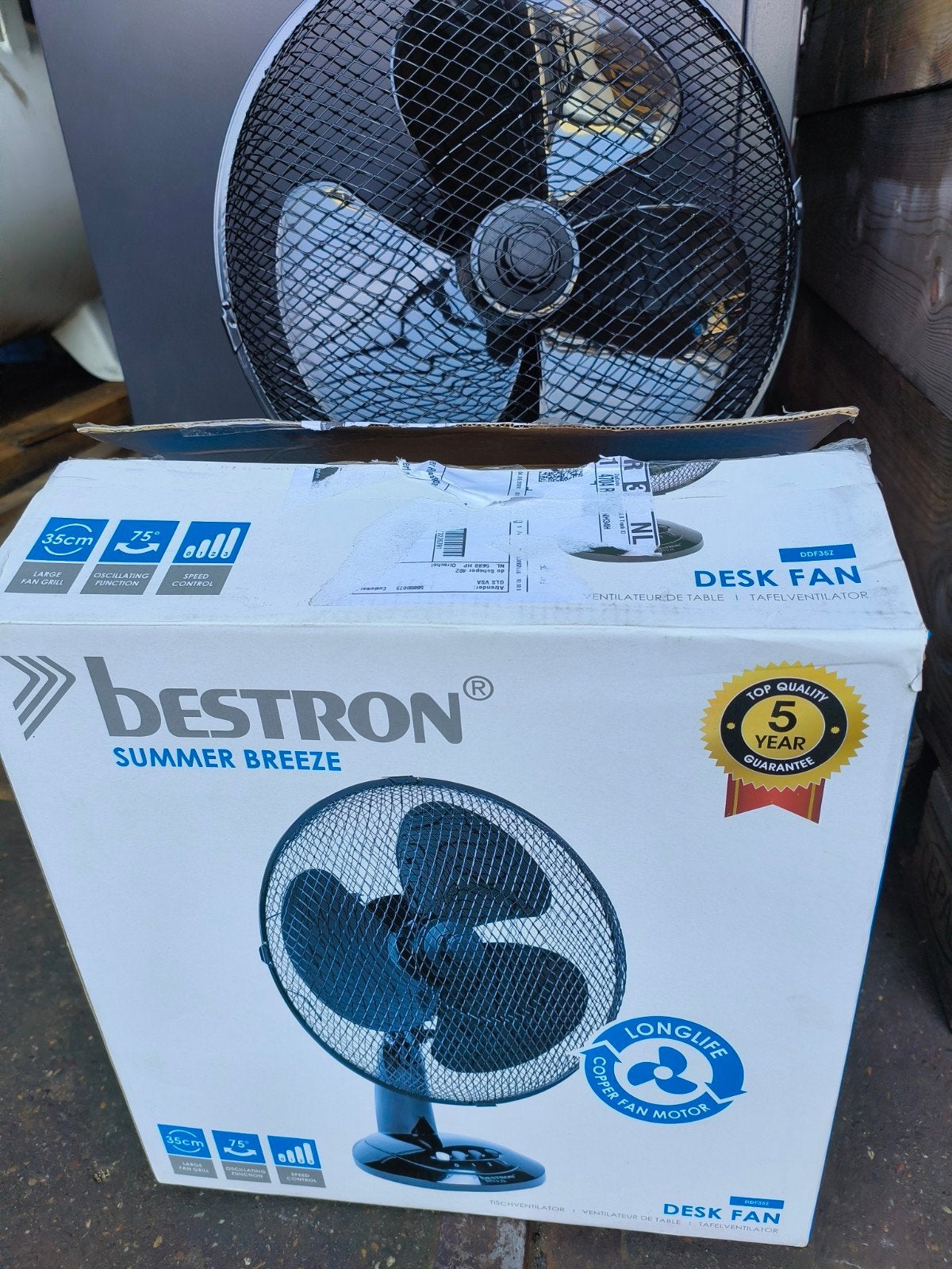 Ventilator tafel model bestron ddf 35 w zwart, Ophalen, Nieuw, Tafelventilator