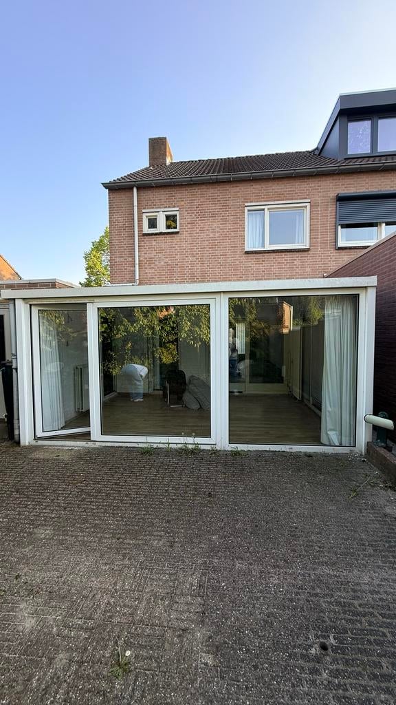 Kunststof serre met schuifpui en dubbel glas, Kunststof, Gebruikt, 225 cm of meer, Ophalen of Verzenden