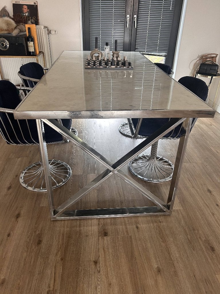 Richmond Interiors Levanto eettafel – echt marmer, Huis en Inrichting, Ophalen, Gebruikt, 200 cm of meer, 50 tot 100 cm