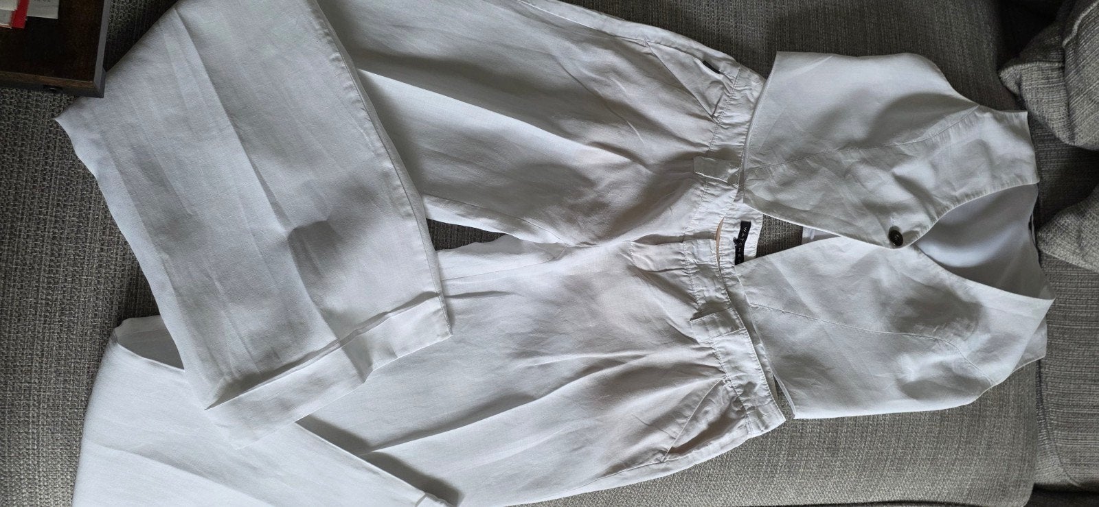 Linnen dames broek met Chilet Watcher., Ophalen of Verzenden, Zo goed als nieuw, Maat 38/40 (M), Wit