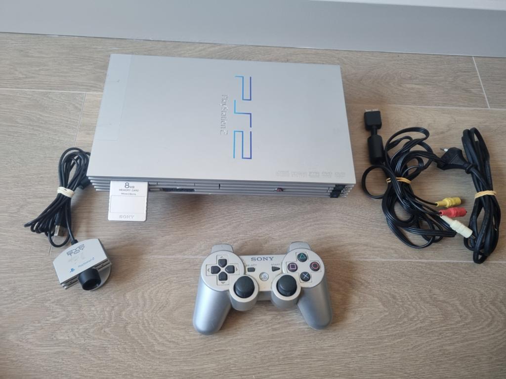 Playstation 2 Phat Satin Silver met controller en 8MB kaart, Ophalen of Verzenden, Gebruikt