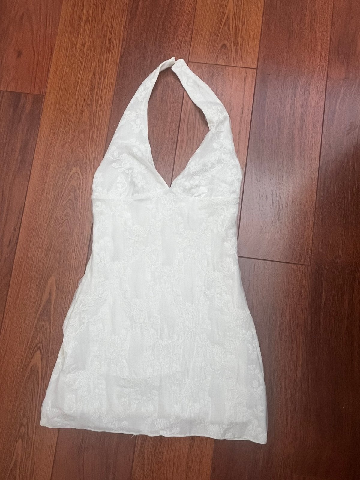 Creme kleurige halter jurk maat XS, Beige, Ophalen of Verzenden, Maat 34 (XS) of kleiner, Gedragen