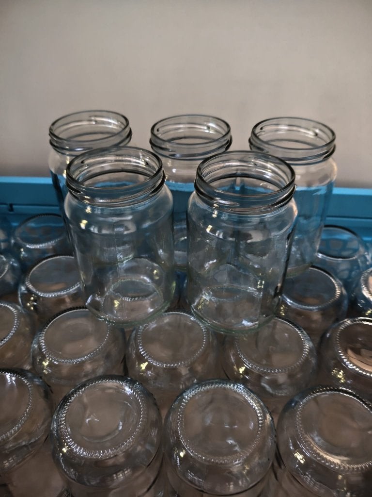 Glazen (honing) potten - 370ml / 450-500 gr., Bijen