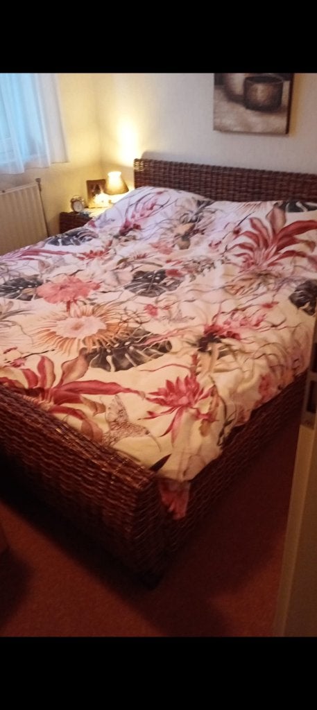 Bed 180/200 zwaar bamboe bruin gemêleerd, Ophalen, Bruin, Tweepersoons, 180 cm