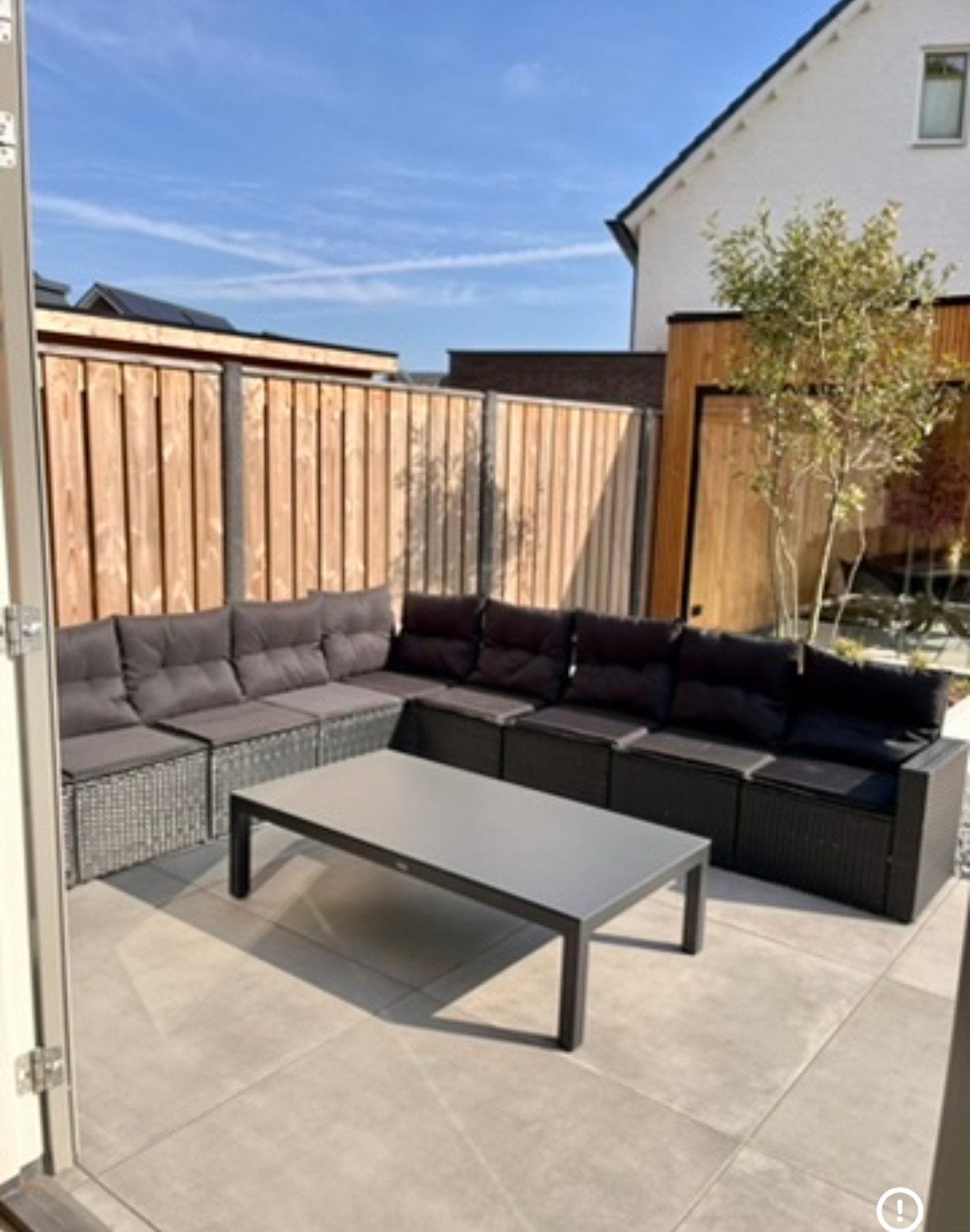 Hoekbank 10-Delige Loungeset met Kussens Poly Rattan Zwart, Ophalen, Gebruikt
