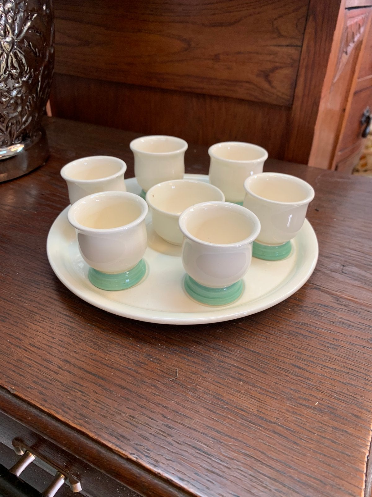 vintage set keramiek eierdopjes Société Céramique Maastricht, Ophalen of Verzenden