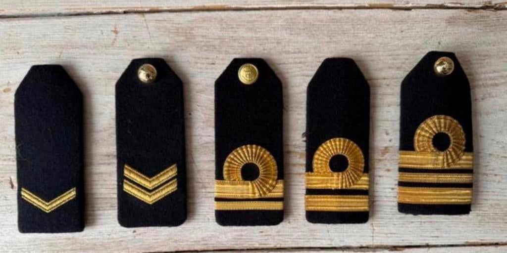 Marine / Mariniers 5 verschillende rang ROT, Verzamelen, Militaria | Algemeen, Verzenden, Marine, Nederland, Embleem of Badge