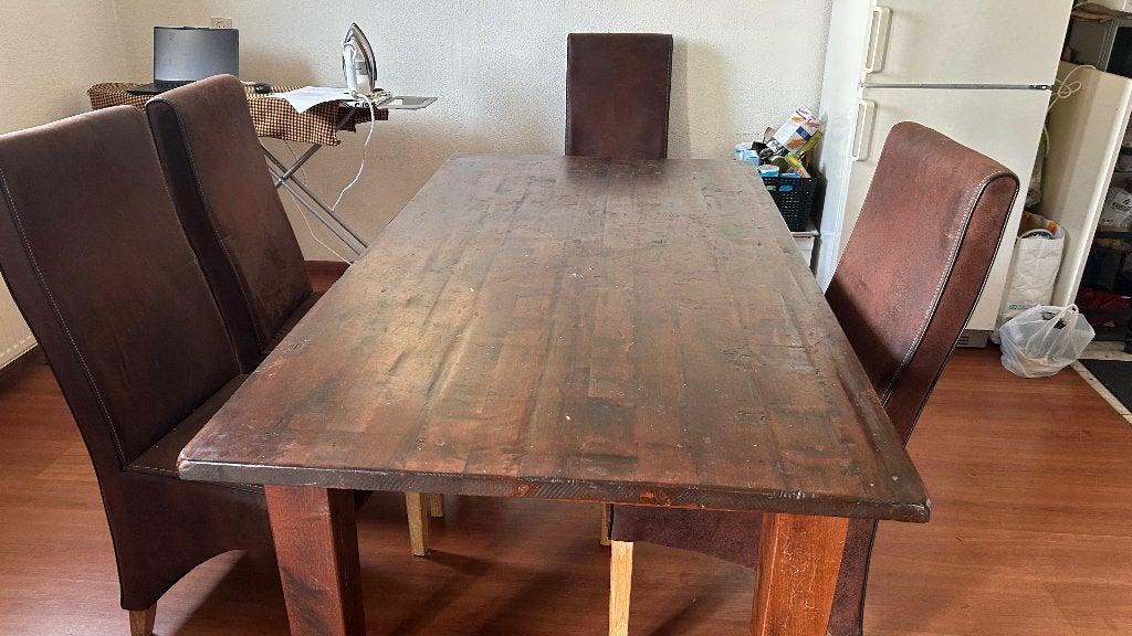 Wooden Table with chairs, Huis en Inrichting, Tafels | Eettafels, Ophalen, Gebruikt, 100 tot 150 cm, 150 tot 200 cm