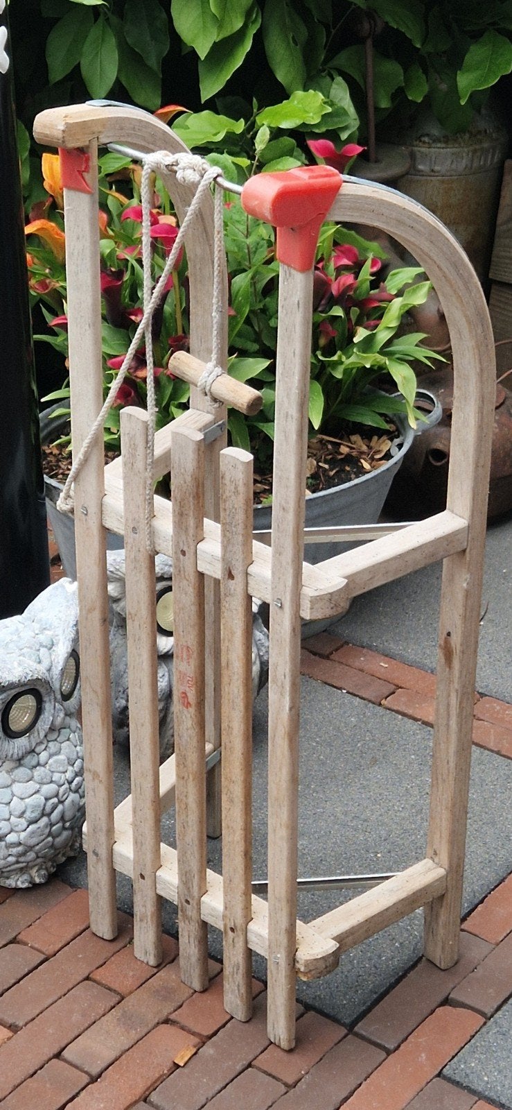 Houten slee met  trekkoord, Kinderen en Baby's, Ophalen, Rugleuning, Gebruikt, Hout