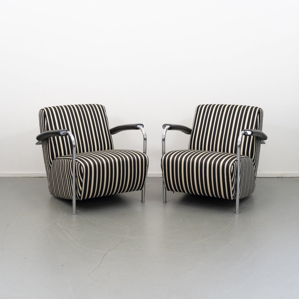 2x Leolux Scylla fauteuils zwart/wit gestreept, Huis en Inrichting, Niet ingevuld, Niet ingevuld, Ophalen of Verzenden, Zo goed als nieuw